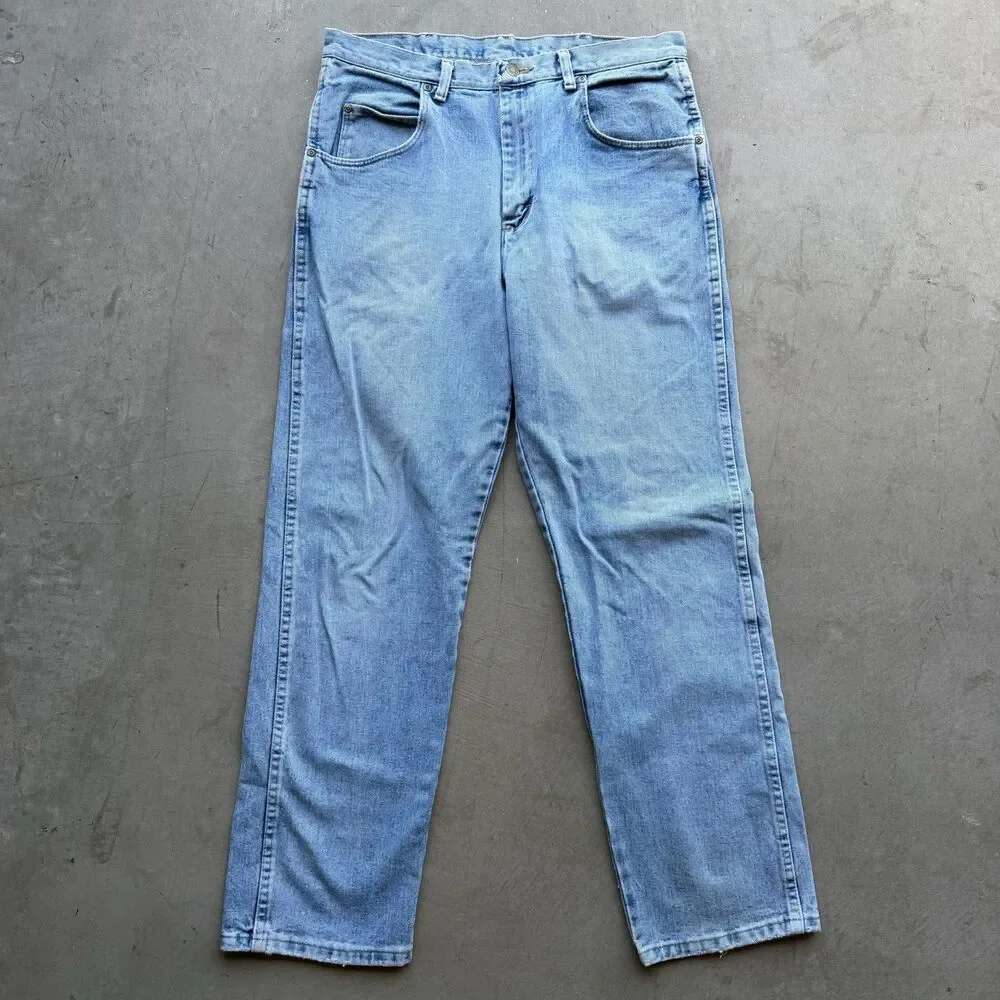 Wrangler Rugged Wear Jeans Mens 35 x 32 Denim Relaxed Fit Western 35001AI Blue
